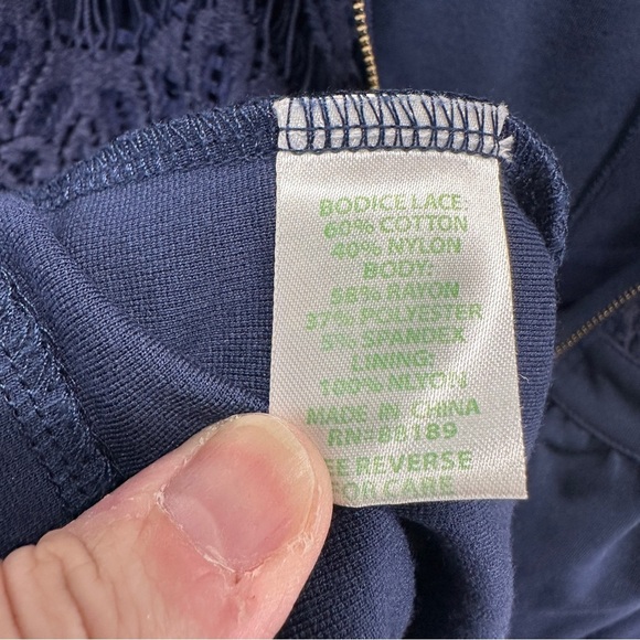 Lilly Pulitzer Rhea Navy Crochet Fit and Flare Sleeveless Dress Size M - Picture 7 of 7